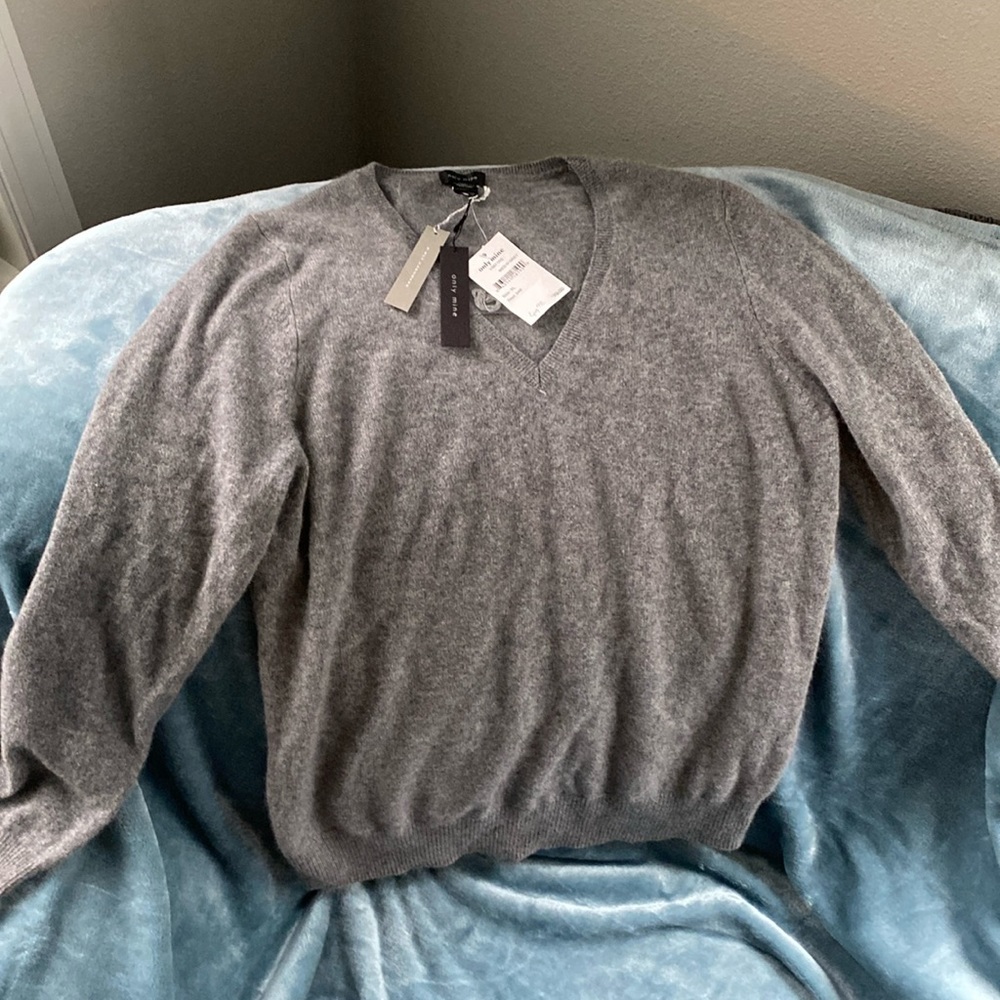 NWT only mine medium Heather grey 2ply cashmere sweater XL